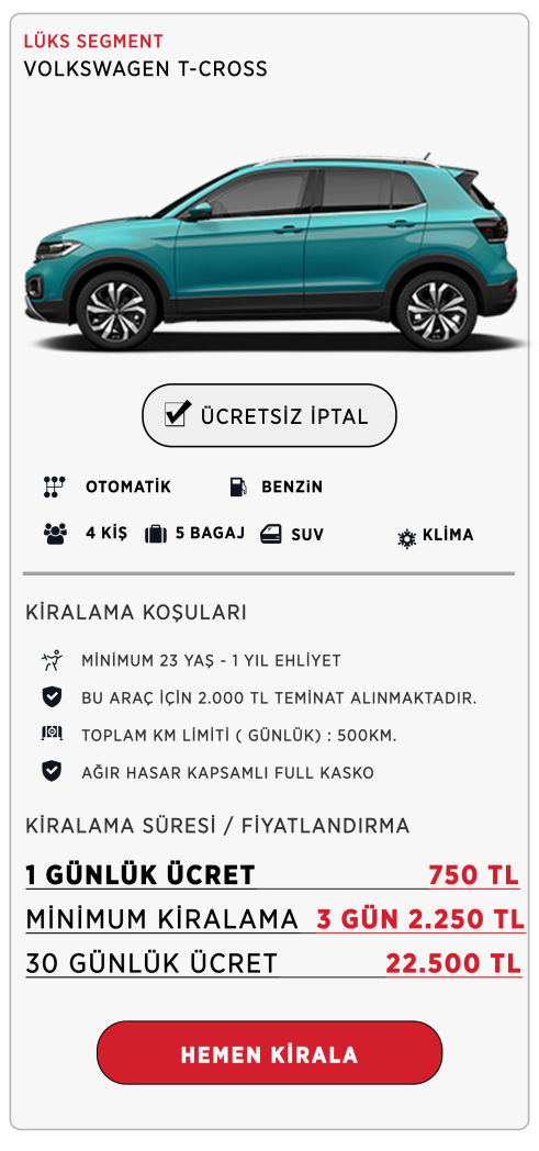 Kiralık t-cross - Kiralık suv